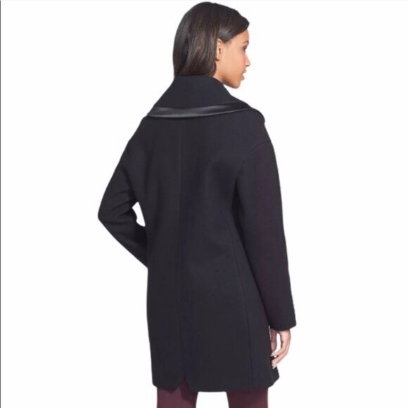 Vera Wang Wool Cashmere Blend Satin Trim Coat Size XS - Picture 2 of 7